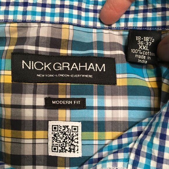 Nick Graham modern fit plaid button down shirt XXL - Picture 5 of 7